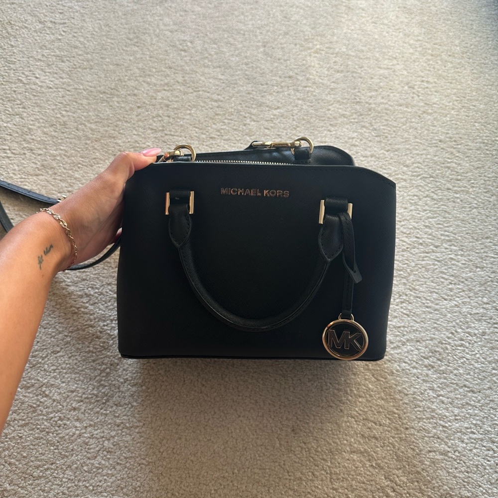 Michael Kors Black Satchel with Gold Accents